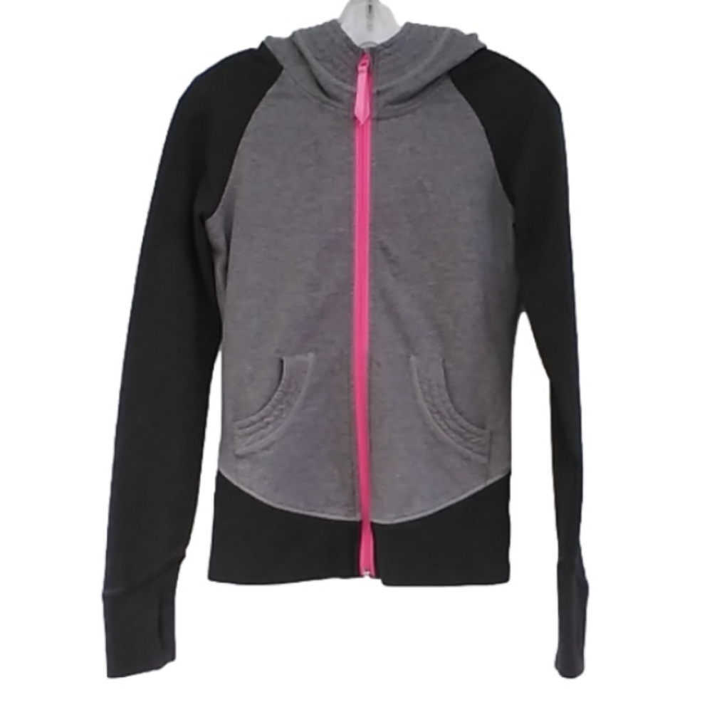 IVIVVA by Lululemon Grey Hoodie Sweatshirt Pink Zipper Size 12 VGUC